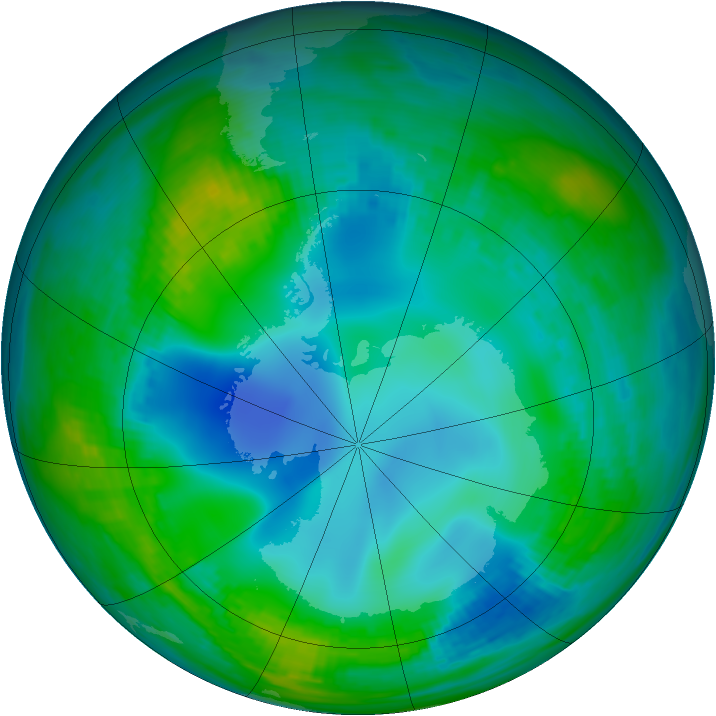 Antarctic ozone map for 19 May 1982